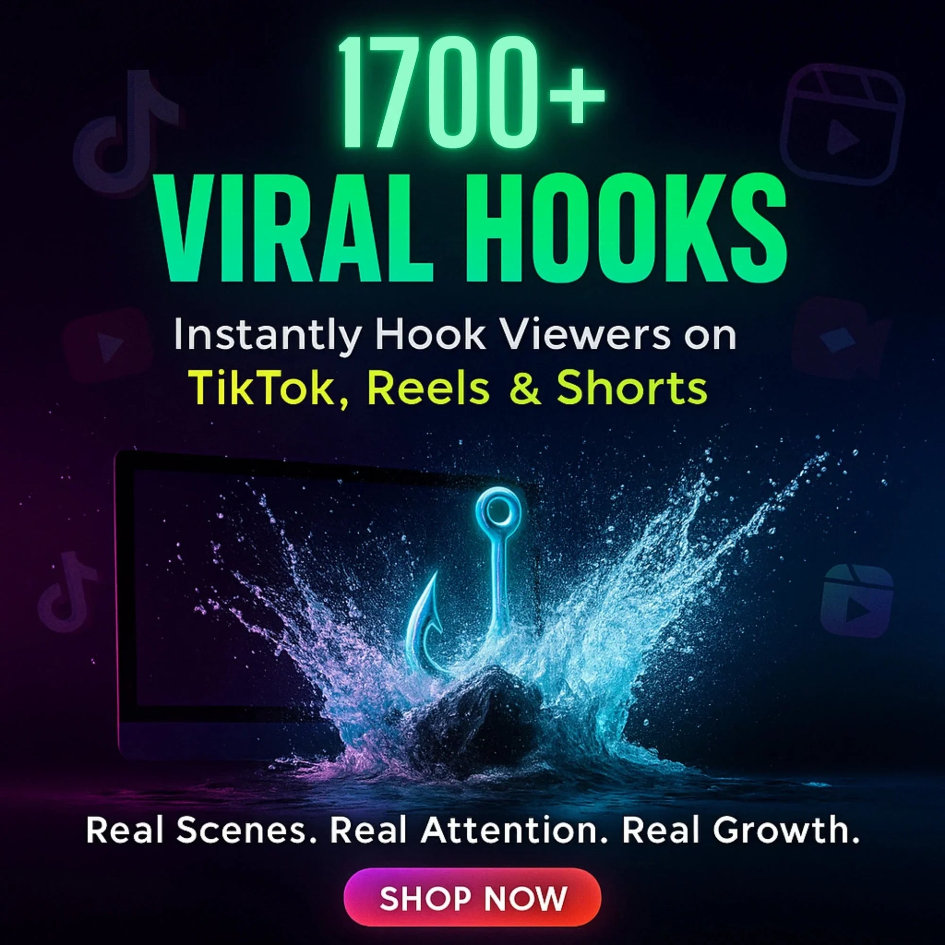 Ultimate 1700+ Viral Video Hooks Pack for TikTok, Reels, and Shorts - Mindshift Masterz