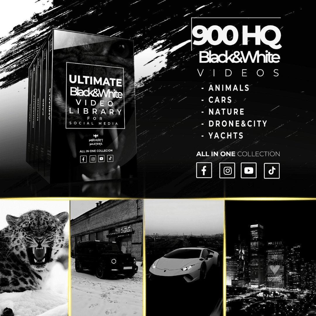 “Essential Black & White Video Collection featuring 900 high-quality, AI-enhanced videos perfect for Instagram, TikTok, and YouTube Shorts content creation.”